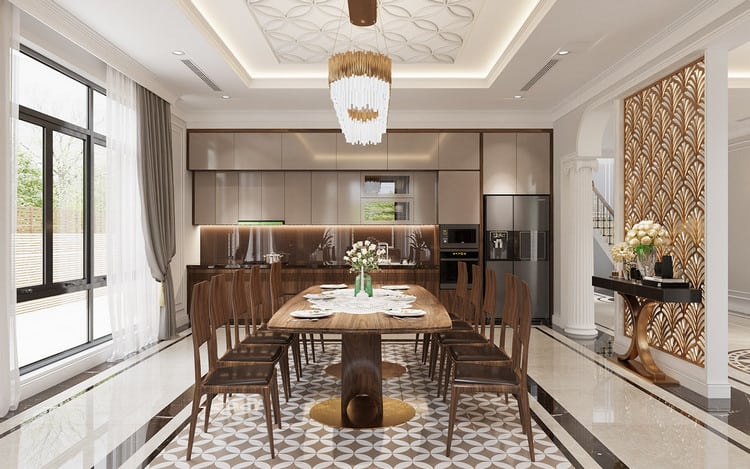 thiết kế nội thất phòng bếp biệt thự 