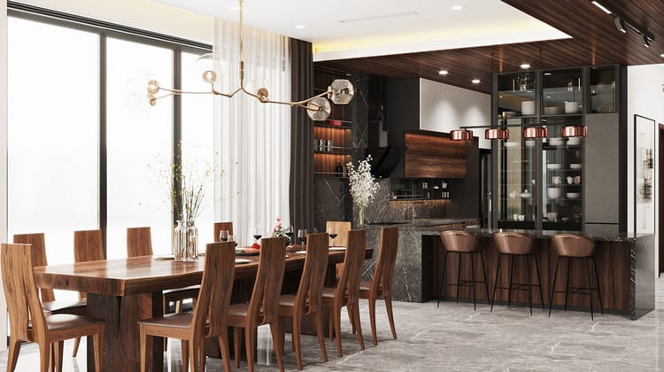 thiết kế nội thất phòng bếp biệt thự 