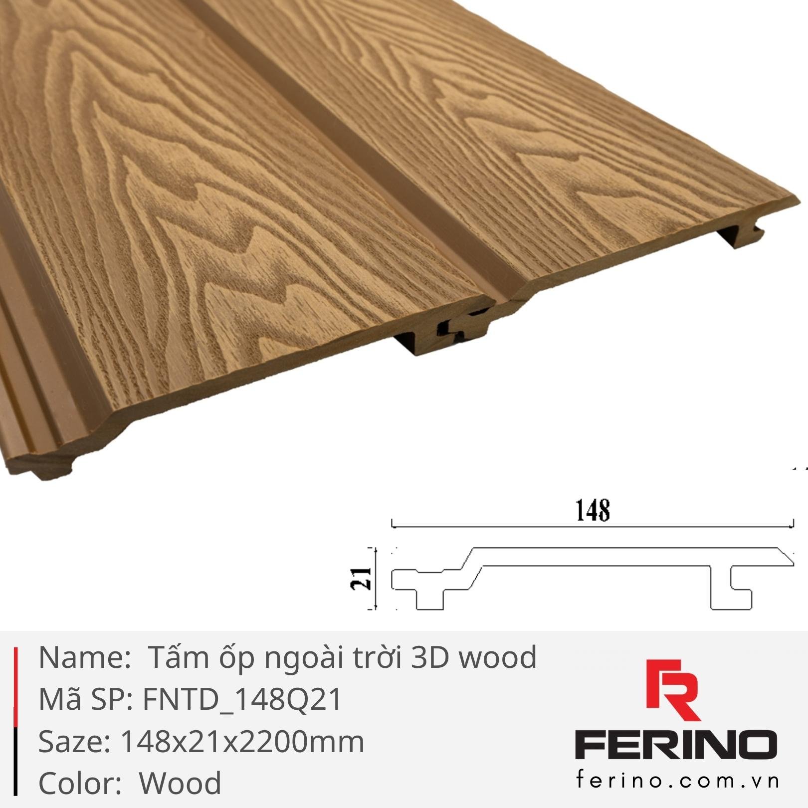 Mẫu tấm ốp tông gỗ đặt cạnh hình mặt cắt profile, cho thấy bề mặt vân và hình dáng cạnh tấm.